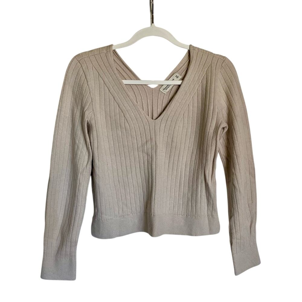 Abercrombie & Fitch Preppy V-Neck Ribbed Knit Minimal Boxy Fit Pullover Sweater